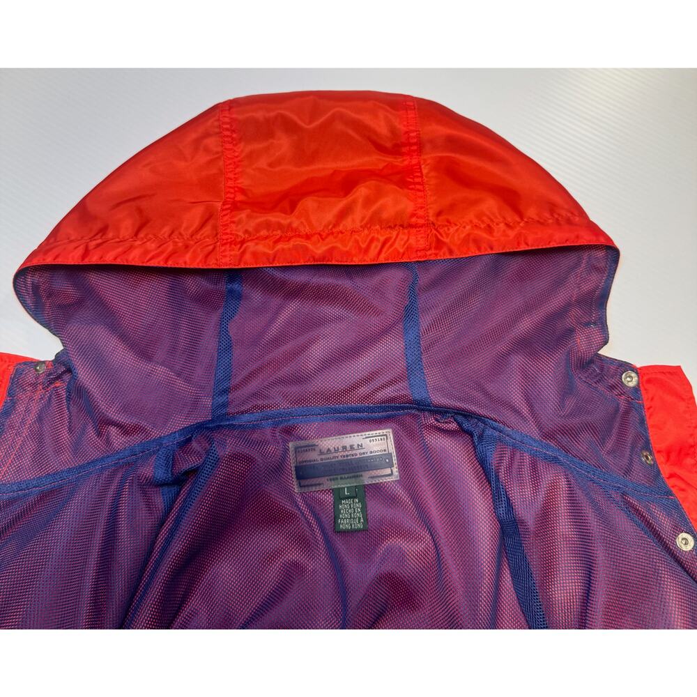 Lauren Ralph Lauren Hooded Rain Jacket Anorak Red Women’s Large VTG 90s Gorpcore - Picture 16 of 16